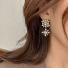 Flower Rhinestone Dangle Earring 1 Pair - Earring - Silver Pin - White - One Size
