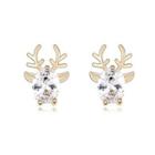 Sparkling Deer Stud Earrings With White Cubic Zircon