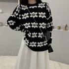 Flower Sweater / Midi A-line Skirt