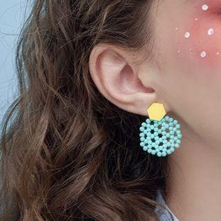 925 Sterling Silver Hexagon Bead Disc Dangle Earring