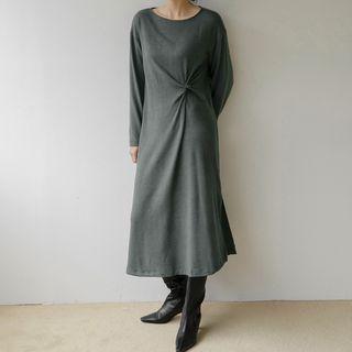 Boatneck Twisted Long Dress