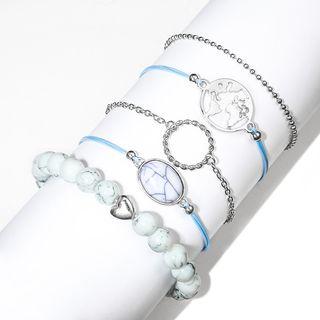 Set Of 5: Bracelet (various Designs) Silver - One Size