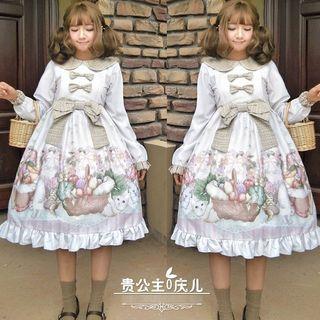 Printed Long-sleeve Lolita A-line Dress