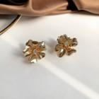 Rhinestone Irregular Alloy Flower Earring 1 Pair - S925 Silver Earrings - Gold - One Size
