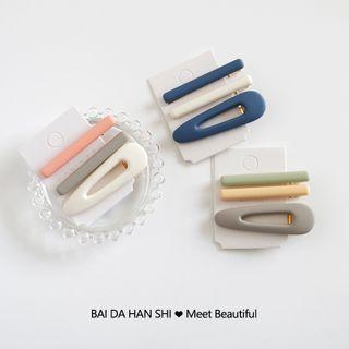 Set Of 3: Plain Acrylic Hair Clip (various Designs)
