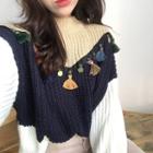 Color-block Fringed Loose-fit Sweater