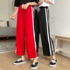 Contrast Trim Split Drawstring Pants