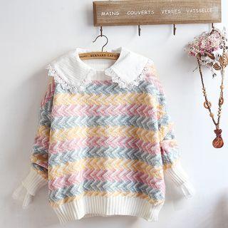 Sweater / Frill-trim Shirt / Set