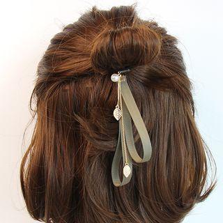 Faux Pearl Hair Tie Army Green - One Size