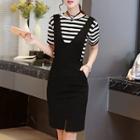 Set: Short Sleeve T-shirt + Pinafore Dress