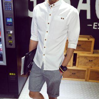 3/4 Sleeve Stand Collar Shirt