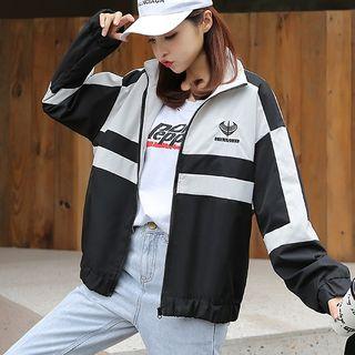 Embroidered Color Block Windbreaker