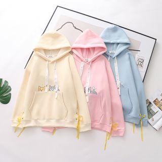 Lace Up Dog Print Hoodie