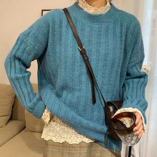 Ribbed Sweater / Long-sleeve Lace Top