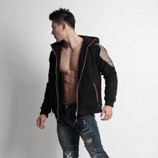Wing Embroidery Fleece Zip Hoodie