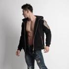 Wing Embroidery Fleece Zip Hoodie