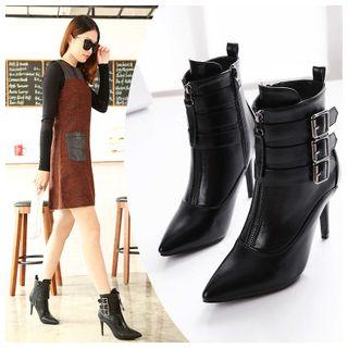 Buckled Pointy Short Boots