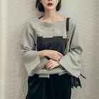 Asymmetric Boatneck Pullover Gray - One Size