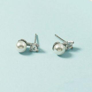 Rhinestone &faux Pearl Ear Studs As Shown In Figure - One Size