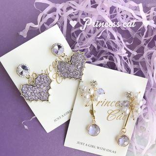 Rhinestone Heart Faux Pearl Dangle Earring (various Designs)