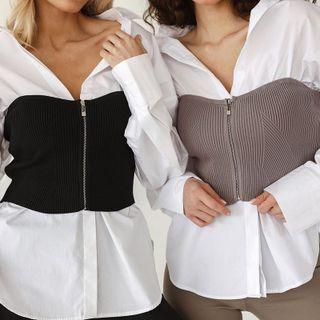 Plain Zip-up Cropped Tube Top