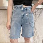 Asymmetrical Straight Leg Denim Shorts
