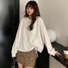 Drawstring Pullover / Leopard Print Mini A-line Skirt