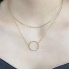 Hoop Pendant Layered Necklace 1pc - Gold - One Size