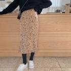 Petal Pattern Long Skirt Beige - One Size