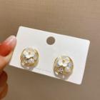 Flower Faux Pearl Rhinestone Alloy Earring 1 Pair - 925 Silver - Gold - One Size