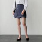 Stitched-detail Asymmetric-hem A-line Skirt