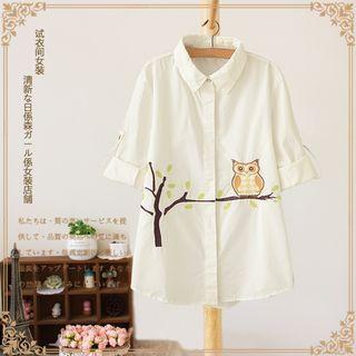 Embroidered Tab Sleeve Shirt