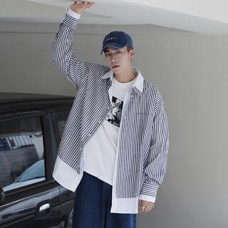 Mock Two Piece Striped Casual Shirt