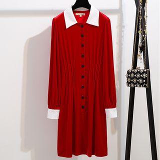 Lace Panel Collared Dress