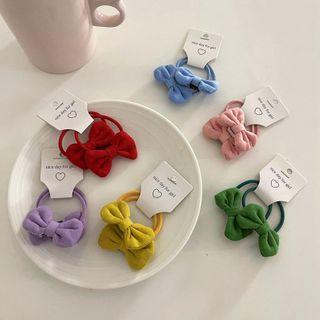Set Of 2: Bow Fabric Hair Tie