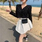 Long-sleeve Lace Top / Plain Skort