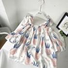 Pineapple Print Off Shoulder Short Sleeve Blouse