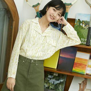 Striped Notch Lapel Blouse