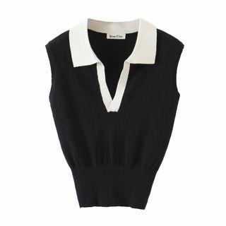 Contrast Collar Tank Top