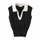 Contrast Collar Tank Top