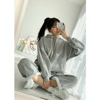 Tall Size Fleece-lined Wide-leg Sweatpants