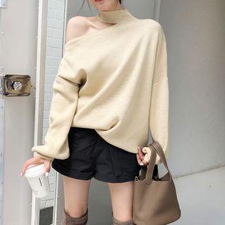 Mock-turtleneck Cut Out Sweater