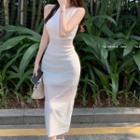 Sleeveless Paneled Knit Dress (various Designs)