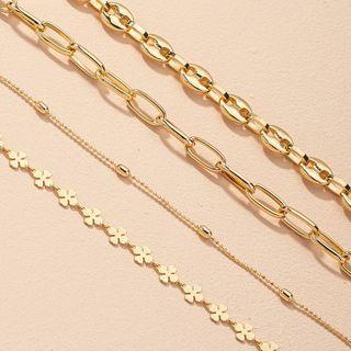 Set: Alloy Bracelet (assorted Designs) Set Of 4 - Gold - One Size