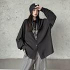 Long-sleeve Chain Accent Button-up Shirt