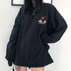 Printed Long-sleeve Oversize T-shirt Black - One Size