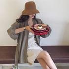 3/4 Sleeve Plaid Open Front Jacket