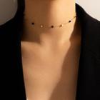 Cube Alloy Choker 17034 - Gold & Black - One Size