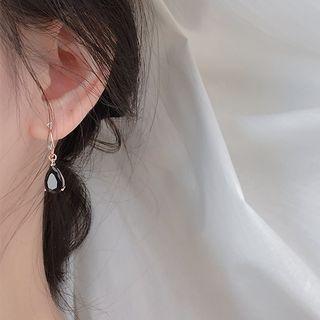 Faux Crystal Drop Earring 1 Pair - Black - One Size