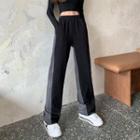 High-waist Color Block Sweatpants Black + Gray - One Size